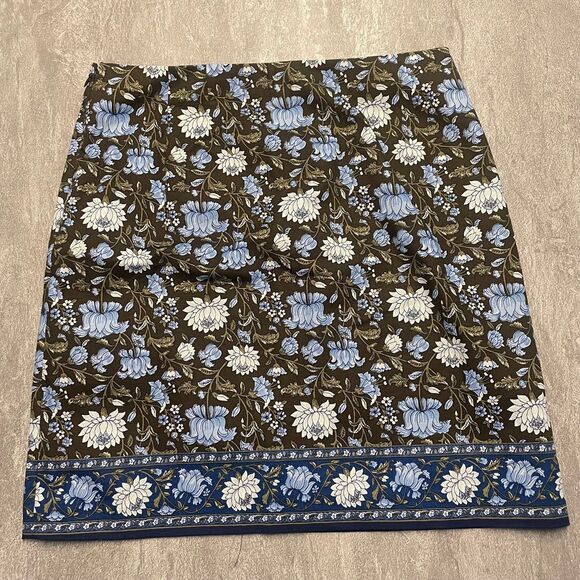 Talbots Sz 4Petite A-Line Canvas Side Zip Contrast Border Skirt Cottage Floral - Picture 4 of 5